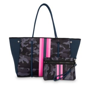 GREYSON EPIC NEOPRENE TOTE NWT navy camo pink/navy stripes